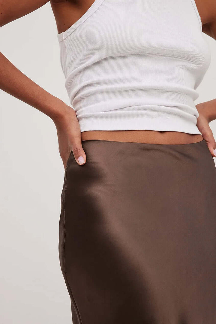 Women's Elegant A-Line Satin Maxi Skirt