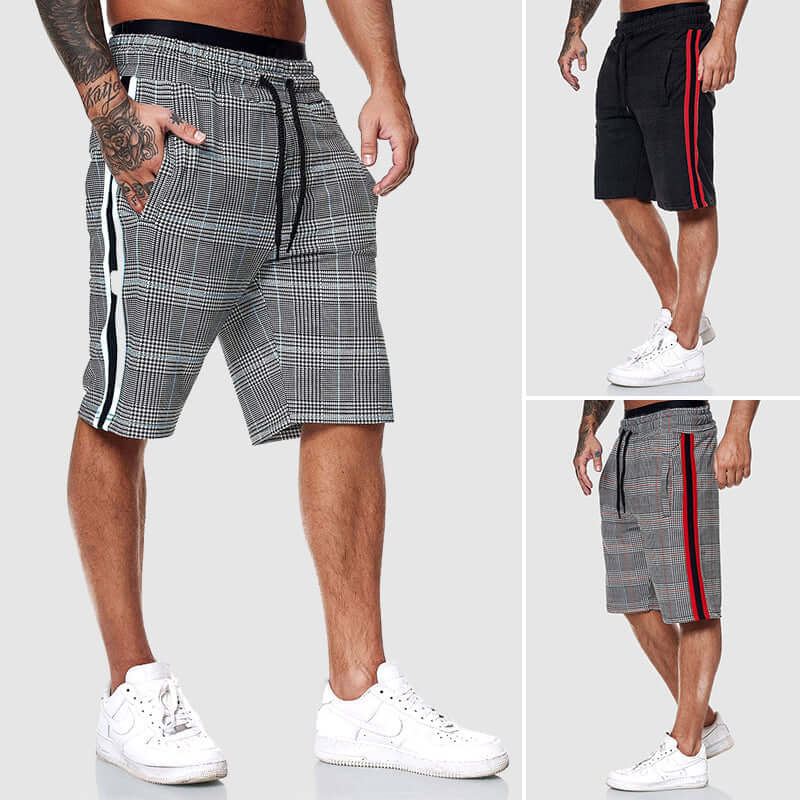 Men's Checkered Drawstring Shorts: Relaxed Fit, Elastic Waist