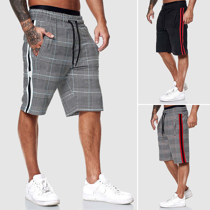 Men's Checkered Drawstring Shorts: Relaxed Fit, Elastic Waist