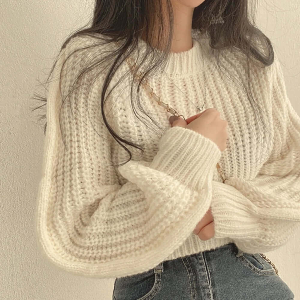 Women's Long-Sleeve Pullover Sweater - Elegant & Cozy