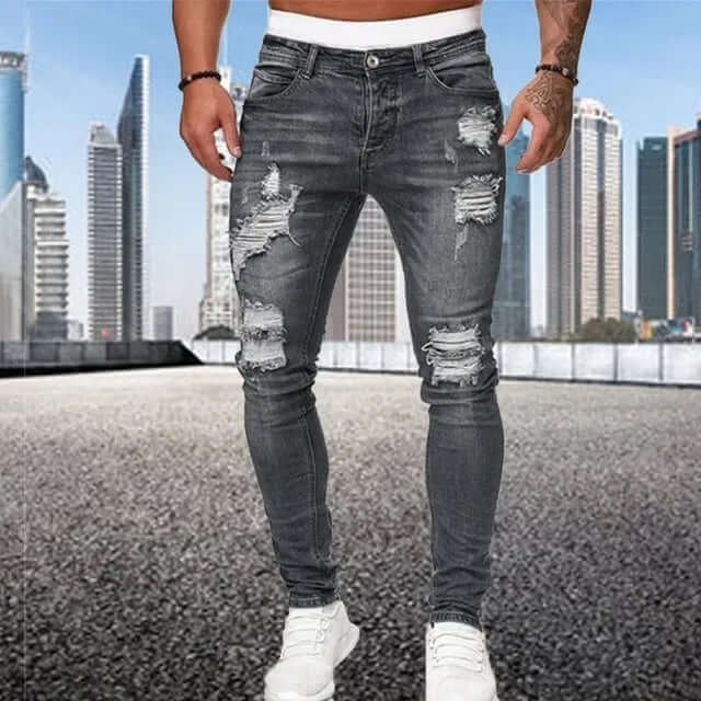 Men's Flocked Skinny Jeans: Stylish & Comfortable Fit