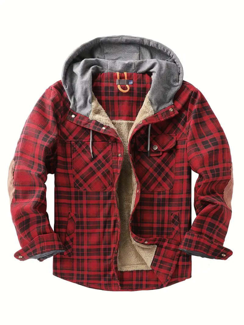 Men's Hooded Checked Regular Fit Jacket