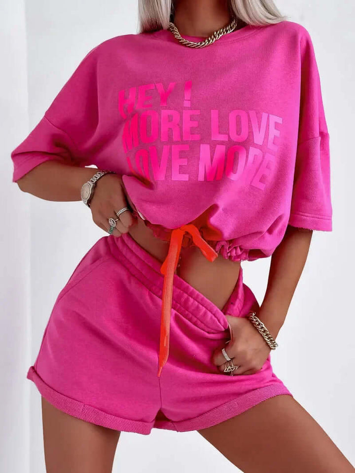 Women's Two-Piece Lounge Set: Crop Top & High-Waisted Shorts