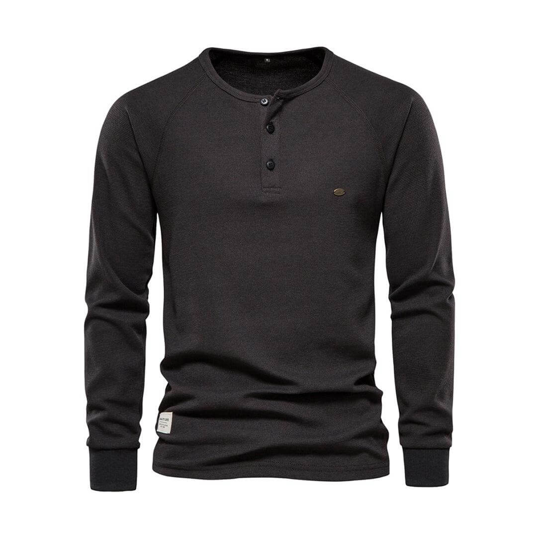 Men's Casual Long-Sleeve Shirt: Khaki Cotton Blend