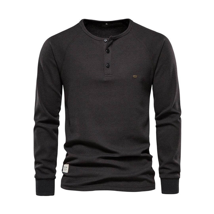 Men's Casual Long-Sleeve Shirt: Khaki Cotton Blend