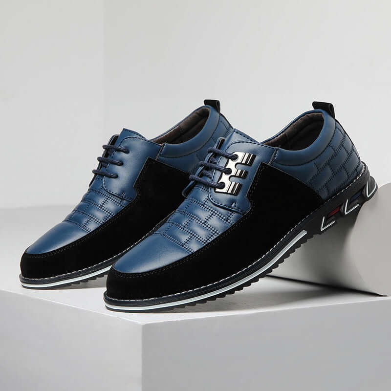 Men's Checked Leather Lace-Up Shoes