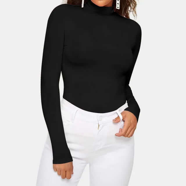 Women's Long Sleeve Turtleneck Bodysuit: Stretchy & Layering Essential