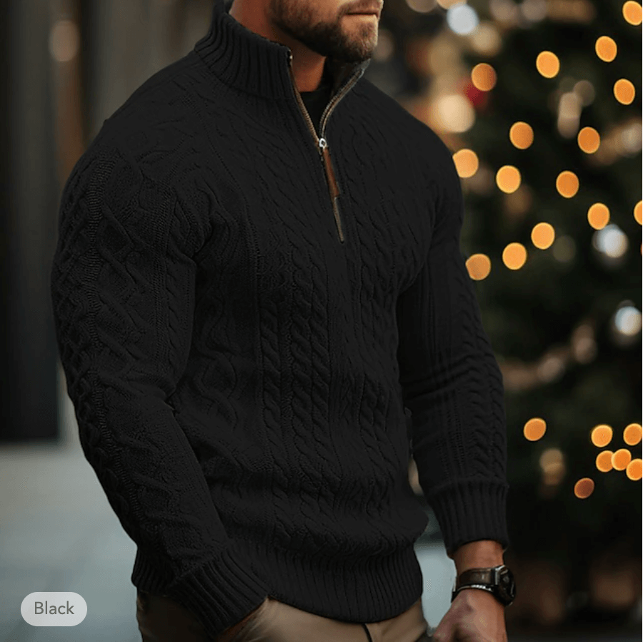 Men's Half-Zip Cotton Blend Pullover: Breathable & Versatile