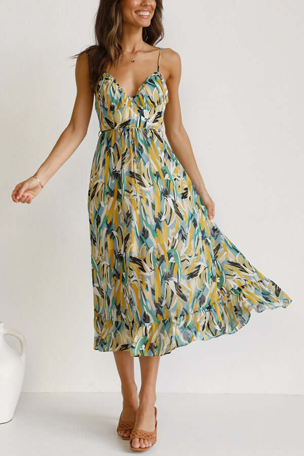 Women's Floral Midi Dress: Long Sleeve, Elegant Fit
