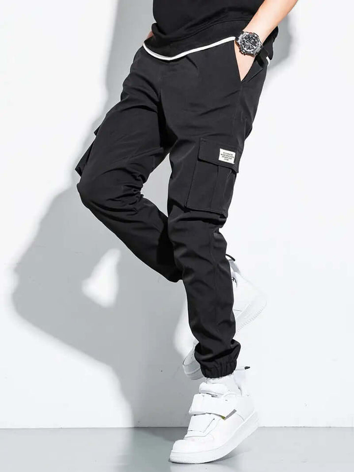 Men's Elastic Waist Cargo Pants: Multiple Pockets & Relaxed Fit