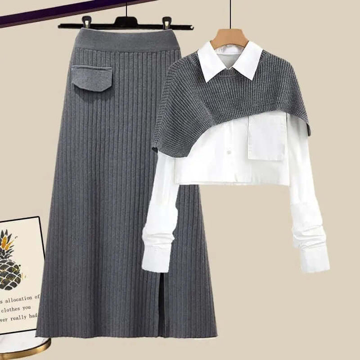 Women's High-Waisted Knitted Skirt Set