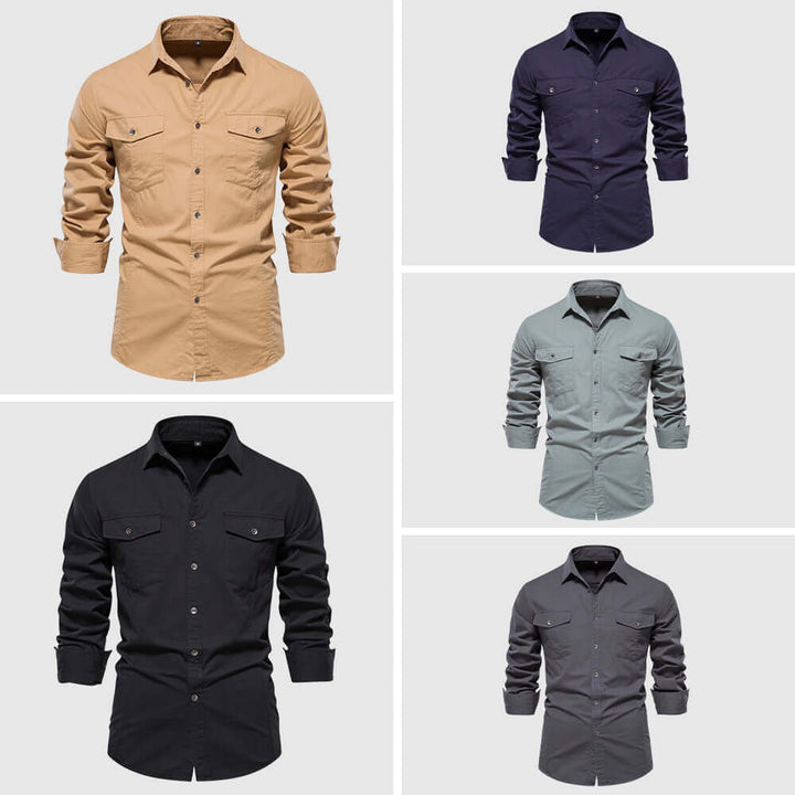 Men's Slim-Fit Long-Sleeve Casual Shirt