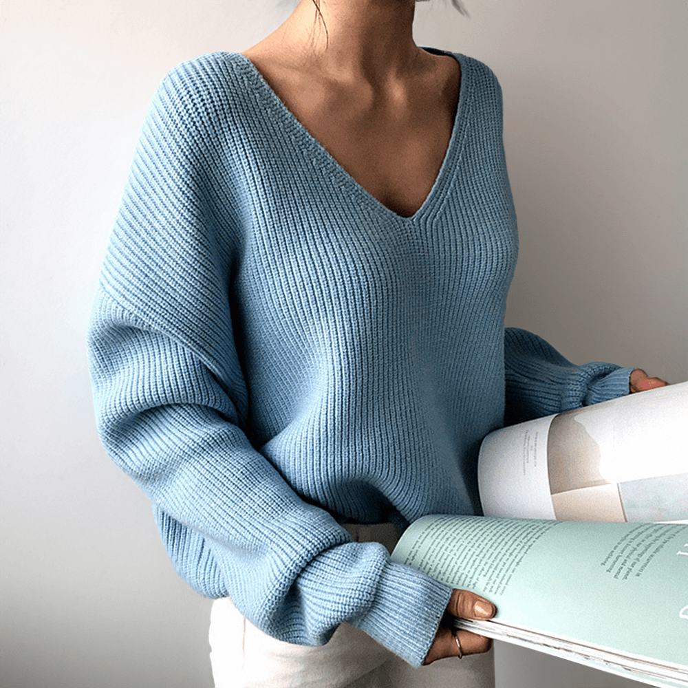 Women's V-Neck Relaxed Fit Sweater