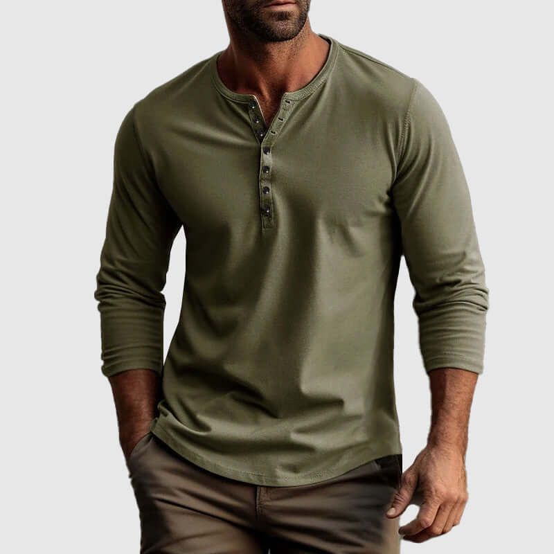 Men's Casual Long-Sleeve Henley Shirt