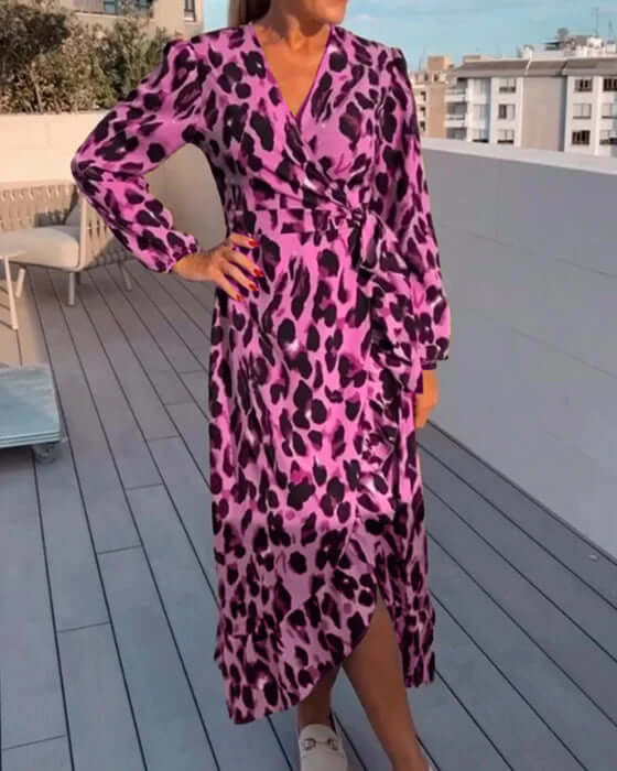 Leopard Print V-Neck Dress: Lightweight & Versatile