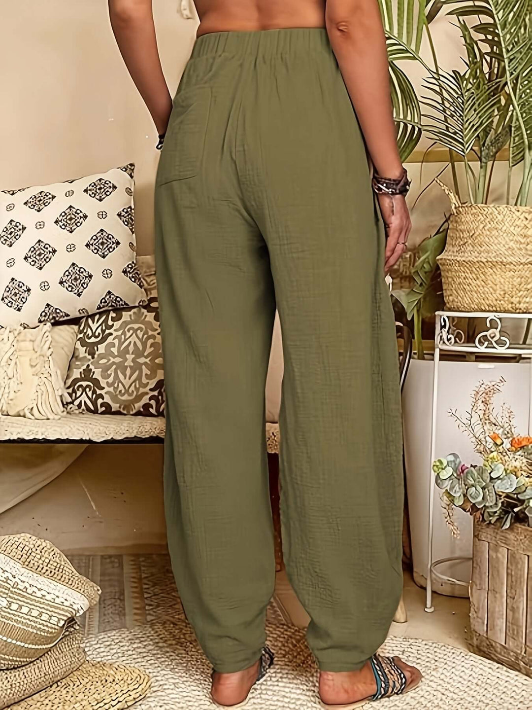 Women's Relaxed Fit Linen Pants with Pockets