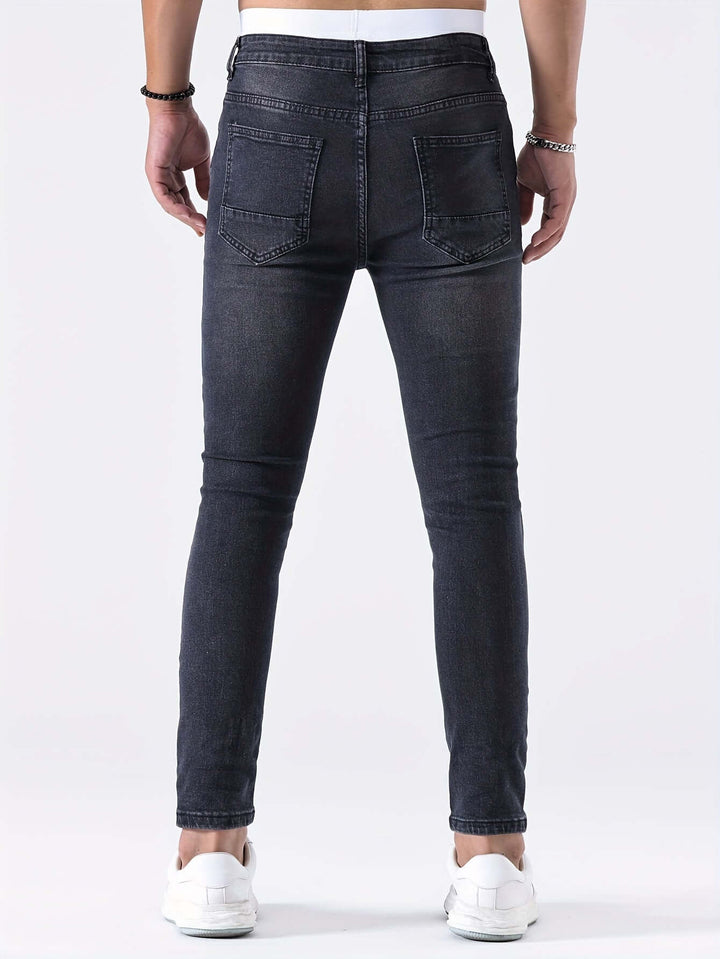 Men's Distressed Skinny Jeans: Ripped Denim, Tapered Fit
