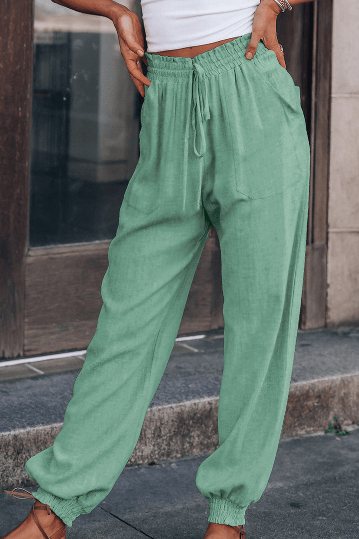 Women's Relaxed Fit Mid-Waist Drawstring Pants