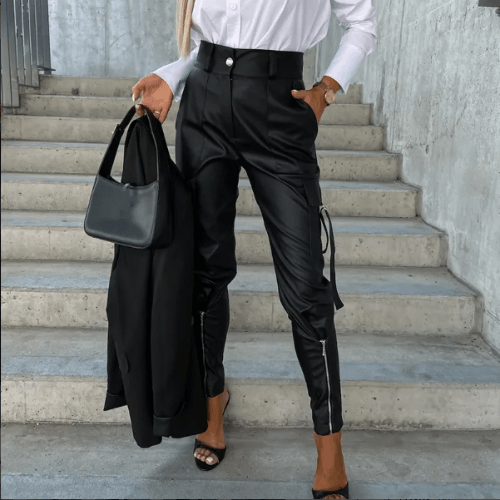 Women's PU Leather Cargo Pants: Trendy, Stylish & Comfortable