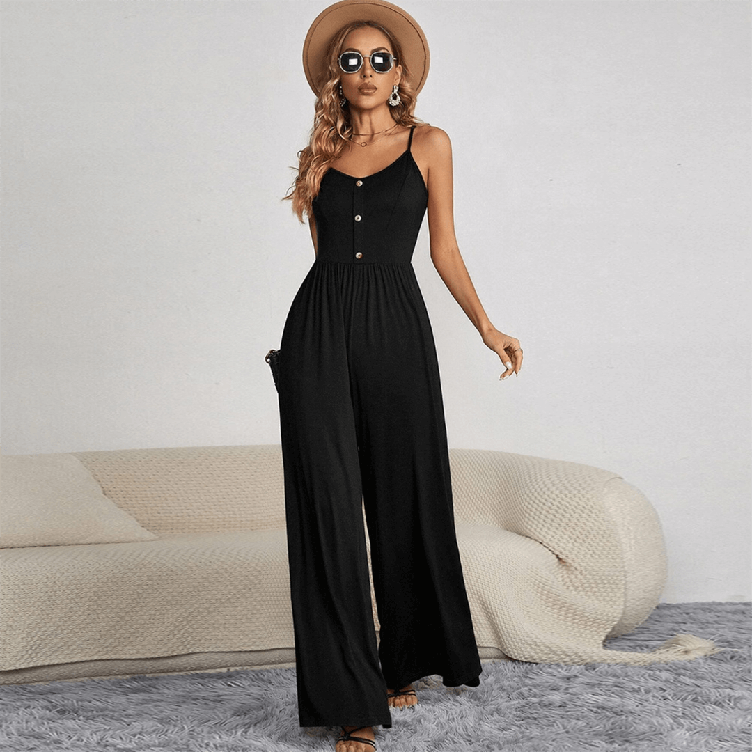 Women's Wide-Leg Jumpsuit: Fitted Bodice & Spaghetti Straps