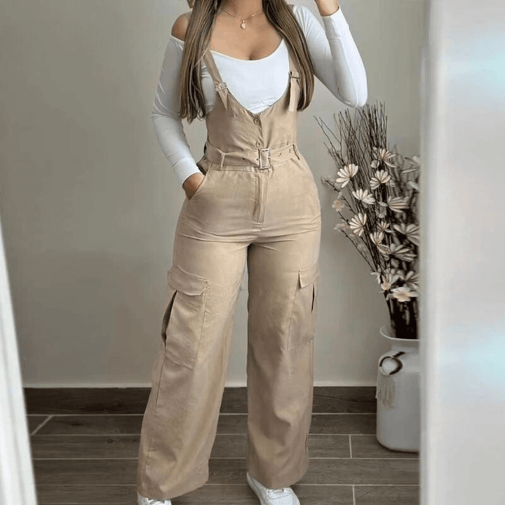 Women's Wide-Leg Utility Jumpsuit: Adjustable & Comfortable