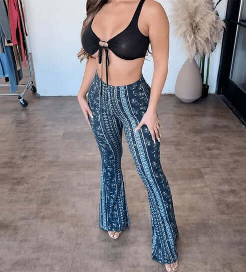 Women's High-Waisted Bell Bottom Pants: Retro Flare, Flattering Fit