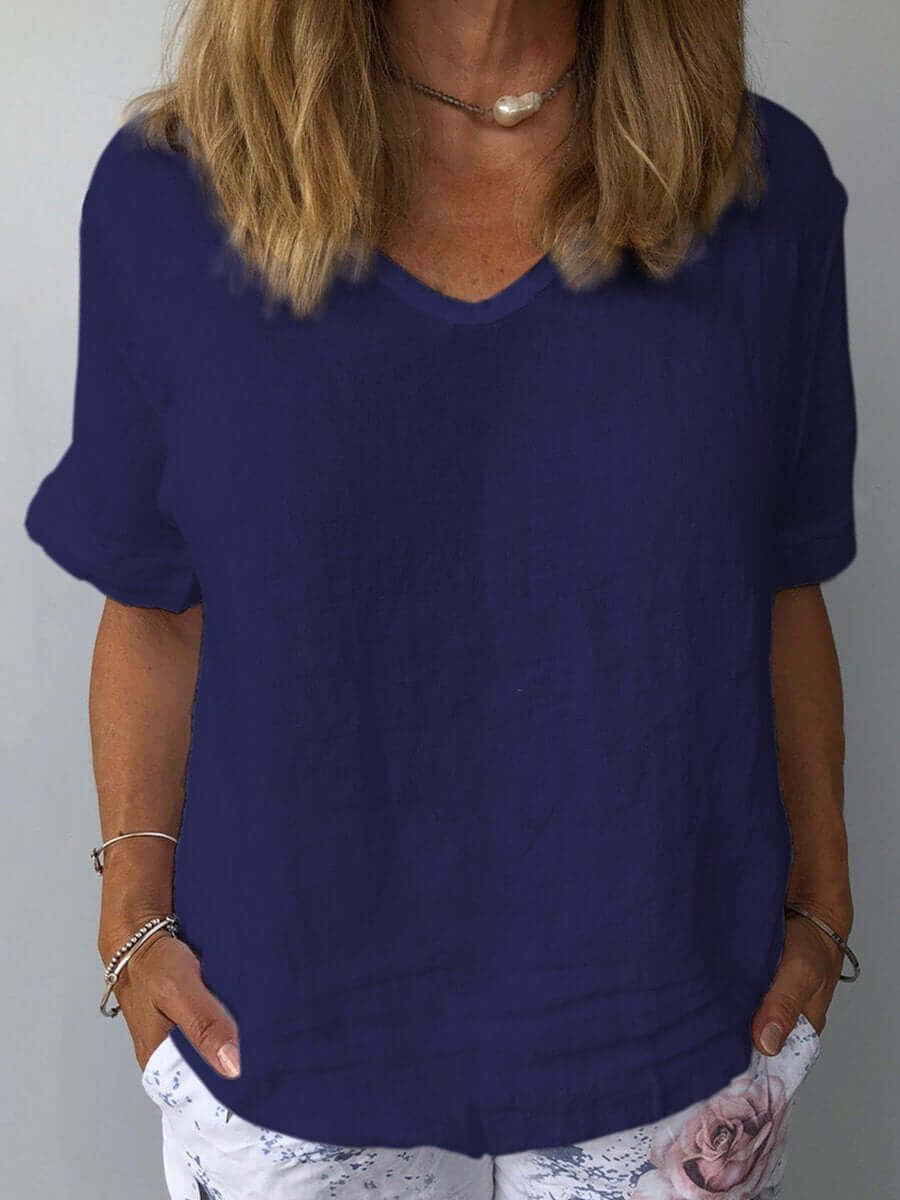 Women's Relaxed Cotton Linen Summer Top