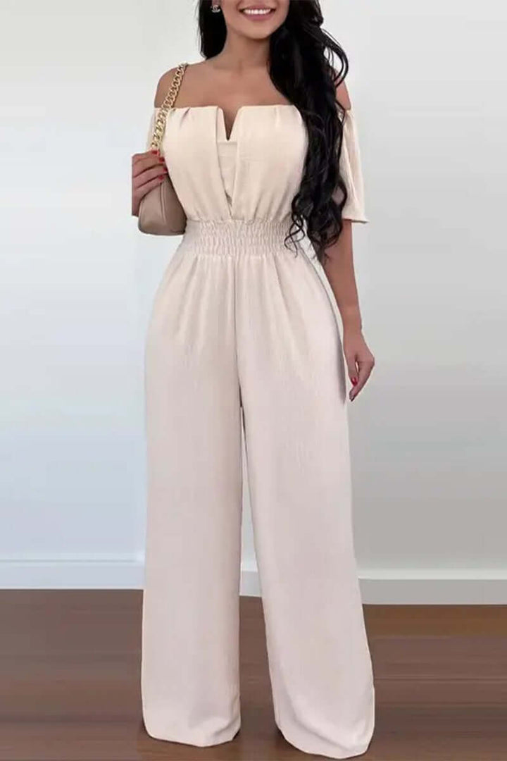 Women's Short Sleeve Off-Shoulder Jumpsuit: Summer Style