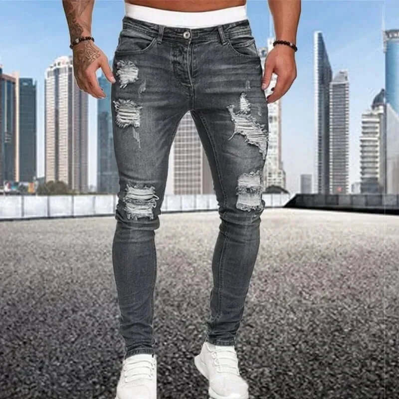 Men's Flocked Skinny Jeans: Stylish & Comfortable Fit