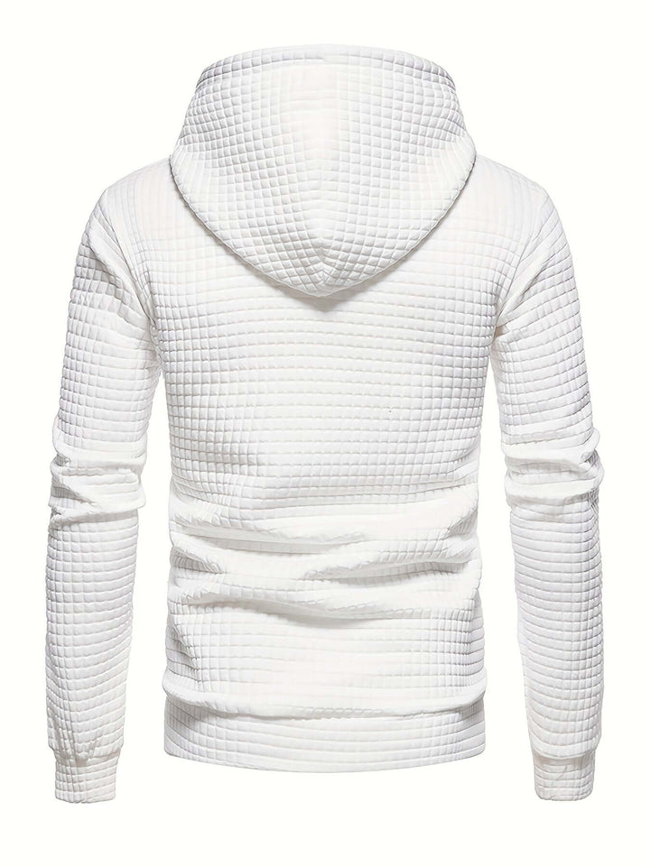 Men's Quilted Hoodie: Regular Fit Pullover with Drawstring