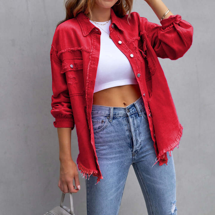 Women's Casual Distressed Denim Jacket
