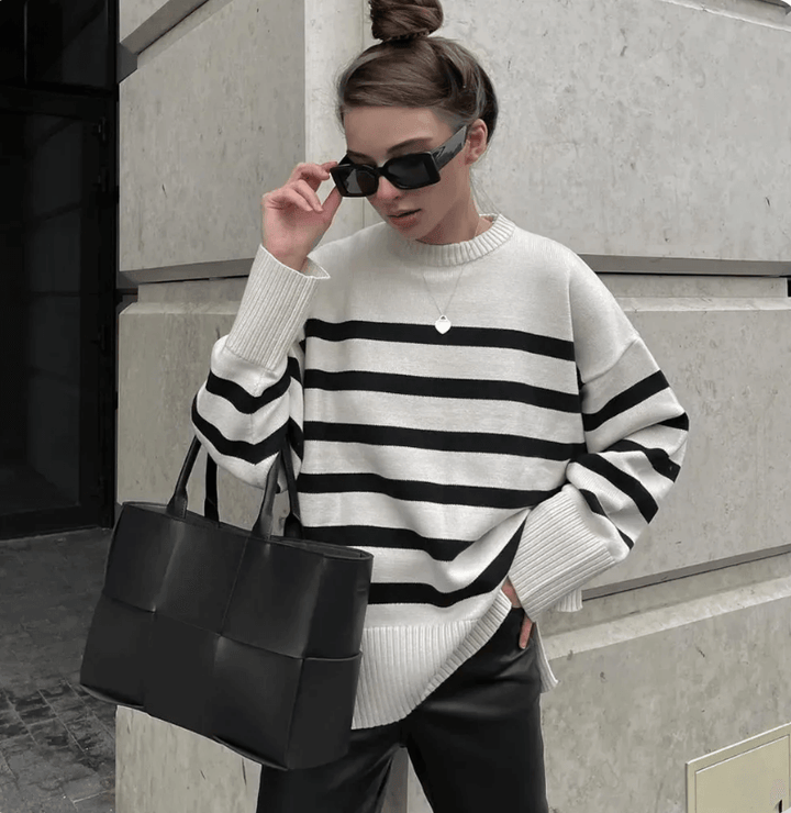 Women's Oversized Striped Knit Sweater
