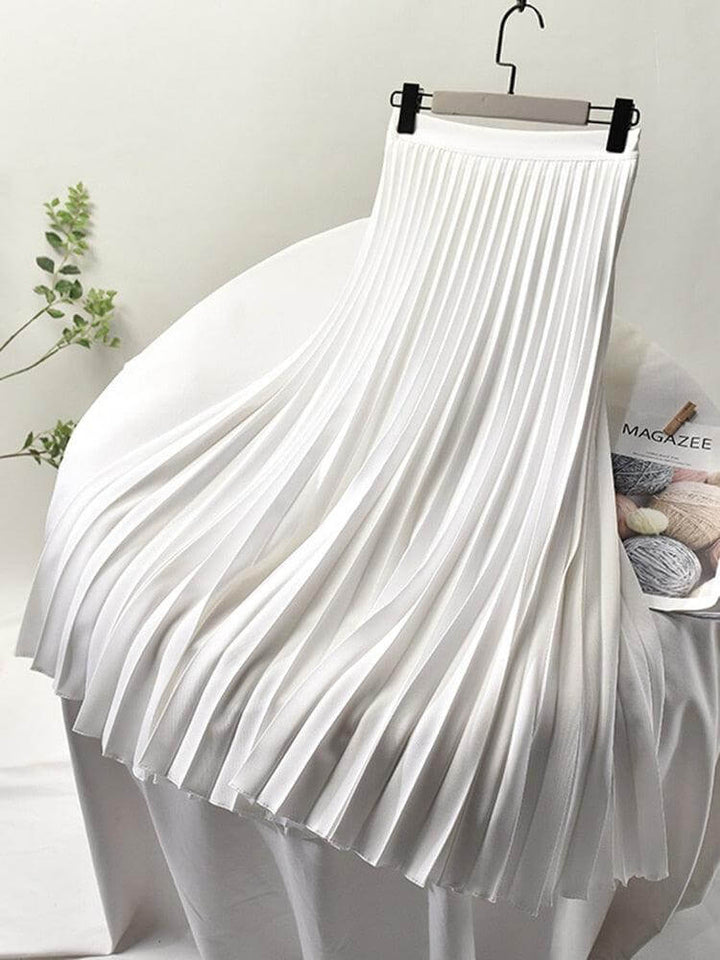 Women's High-Waisted Pleated Midi Skirt