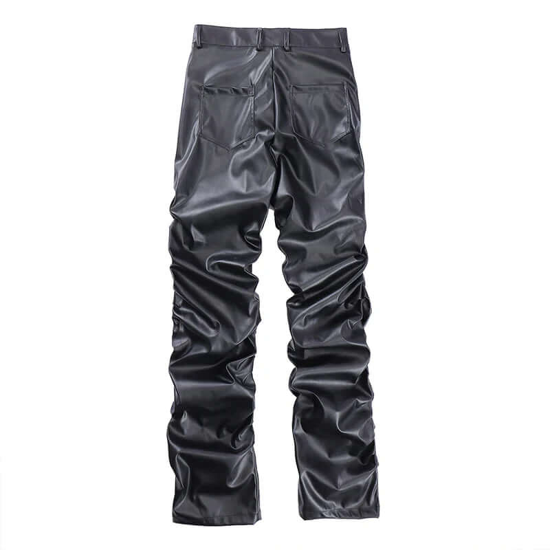 Men's Relaxed Fit Leather Trousers: Full Length, Durable Design