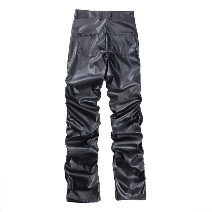 Men's Relaxed Fit Leather Trousers: Full Length, Durable Design