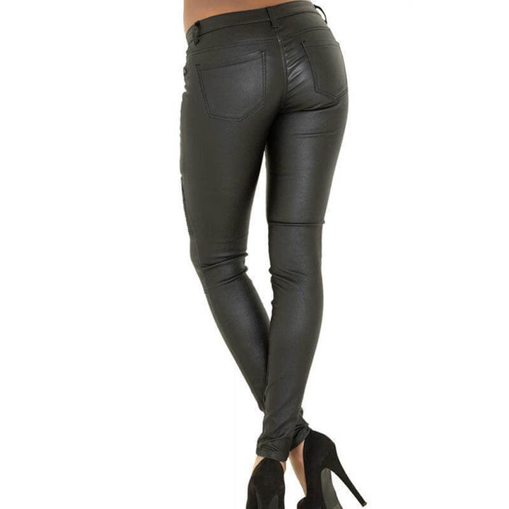 Sleek Women's Faux Leather Skinny Jeans