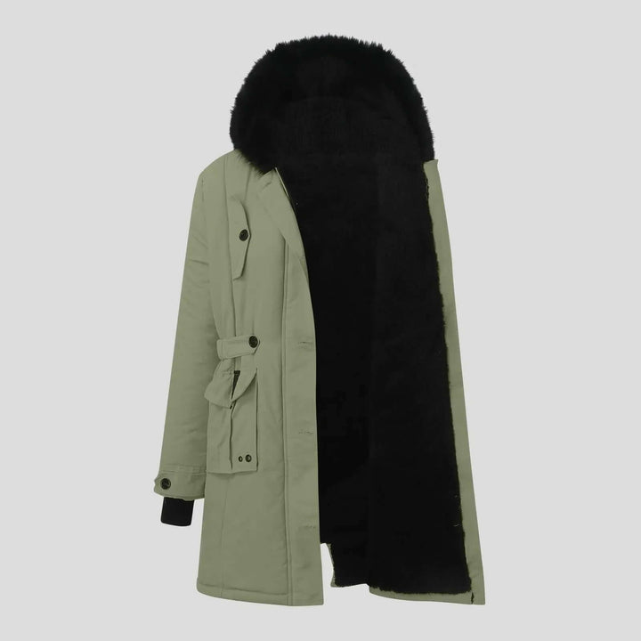 Women's Casual Winter Parka with Fur Hood
