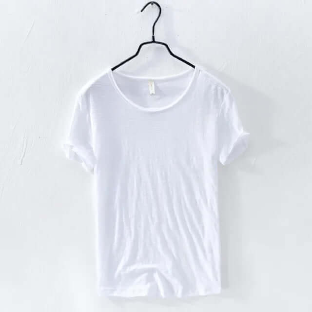 Men's Slim Fit Cotton T-Shirt - Crew Neck, Rolled Sleeves