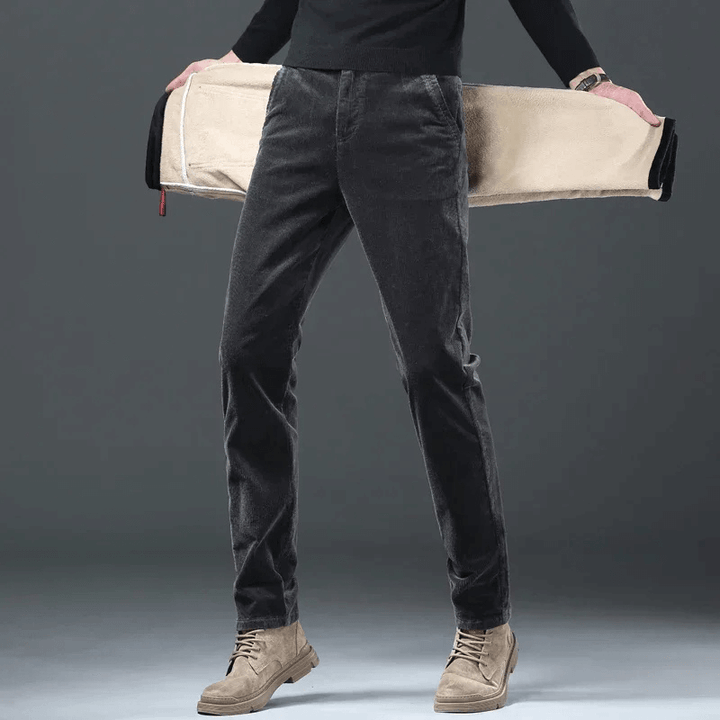 Men's Warm Fleece-Lined Corduroy Trousers