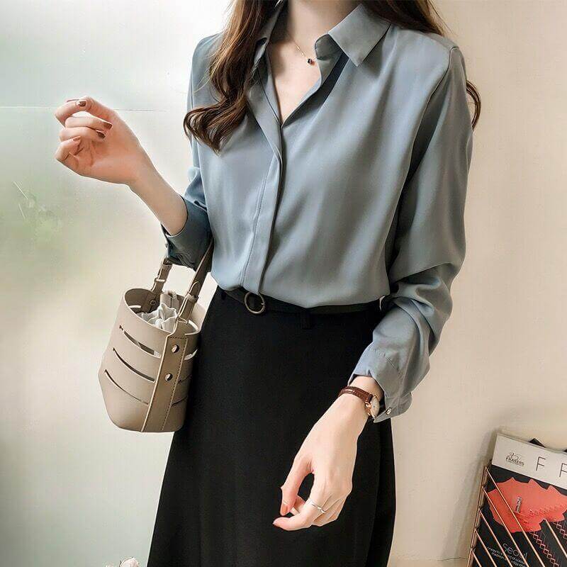 Women's Long Sleeve Elegant Chiffon Blouse