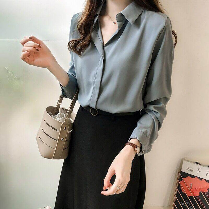 Women's Long Sleeve Elegant Chiffon Blouse