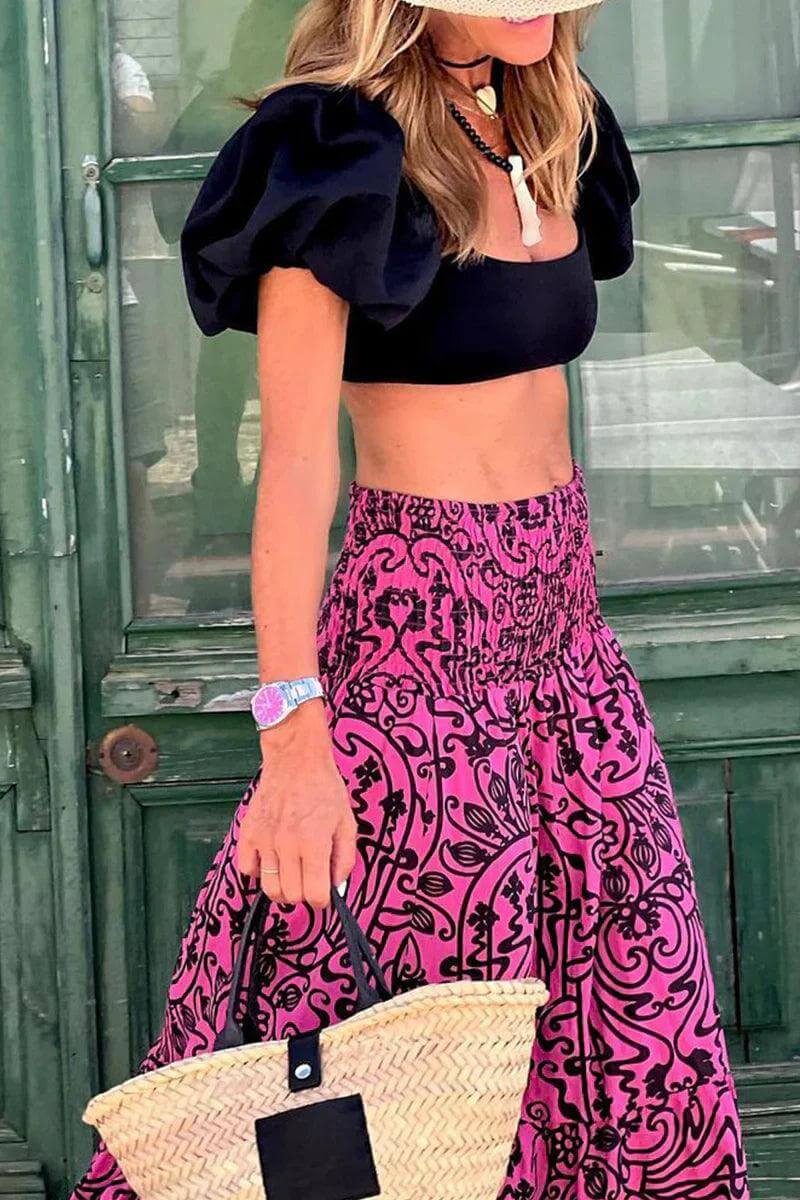 Women's Flowy Maxi Skirt with Elastic Waist