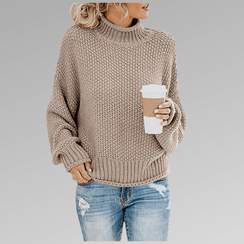 Women's High Neck Knit Long Sleeve Sweater