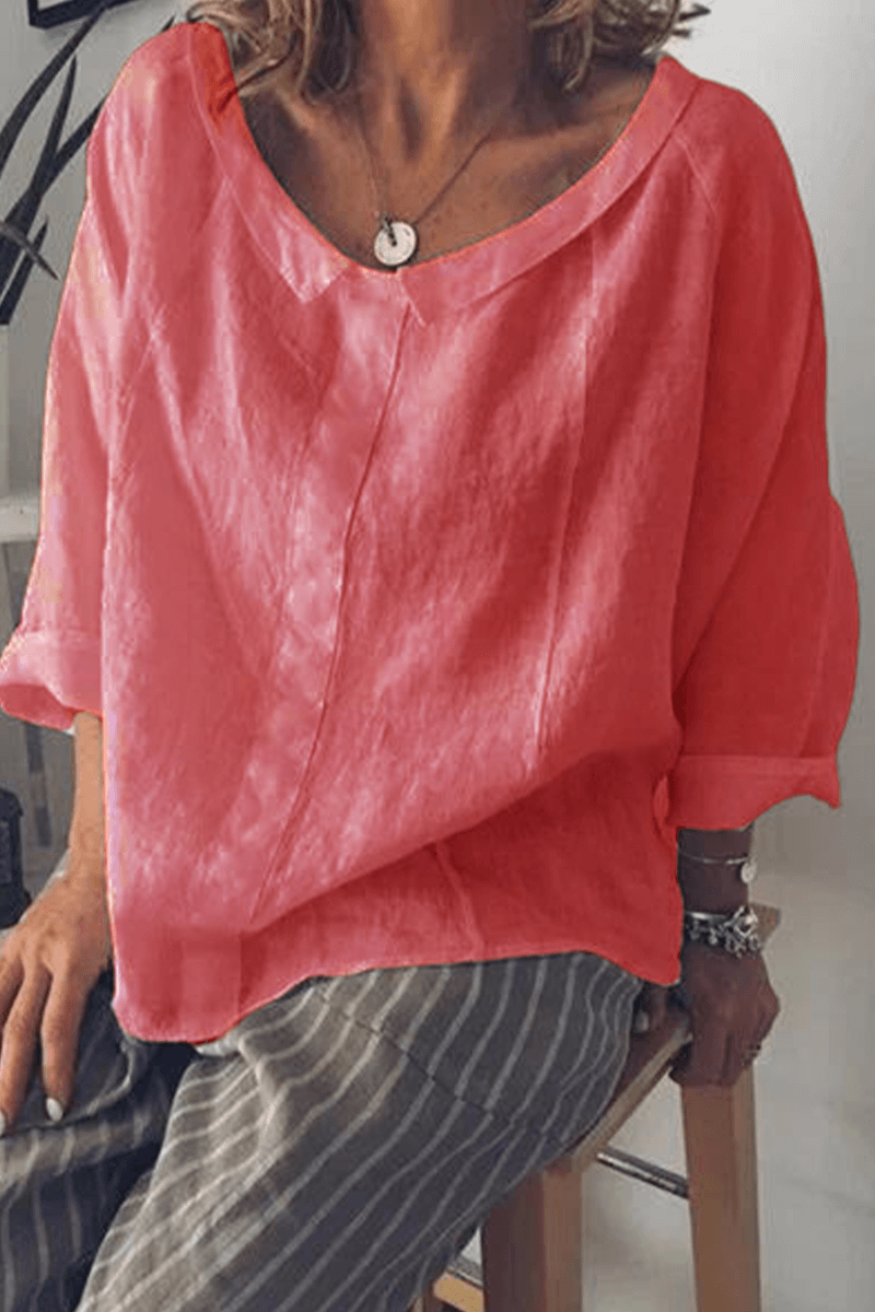 Women's Oversized 3/4 Sleeve Cotton Top