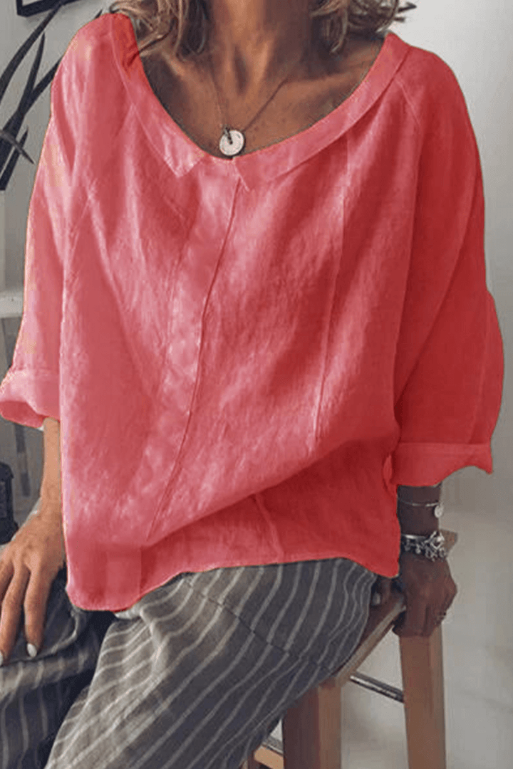 Women's Oversized 3/4 Sleeve Cotton Top