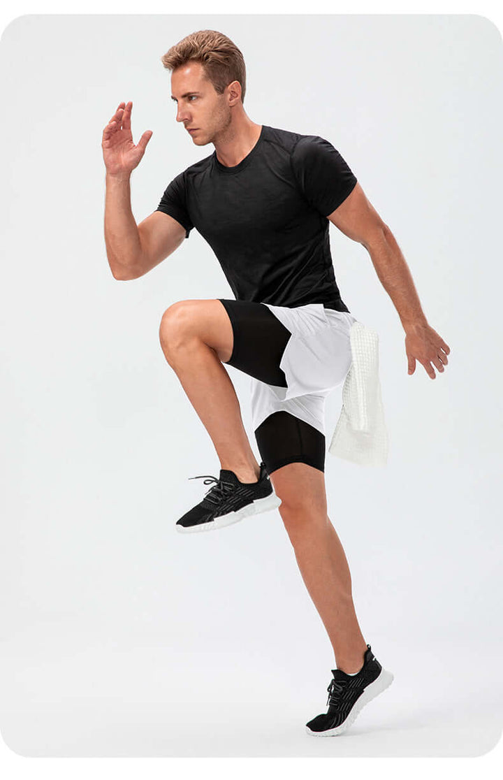 Men's Double Layer Fitness Shorts for Gym & Running