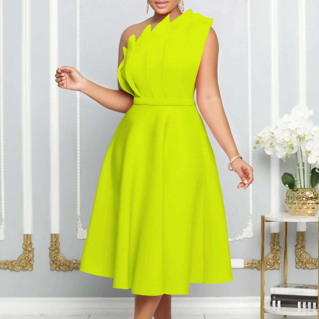 Romantic One-Shoulder Flare Women's Dress