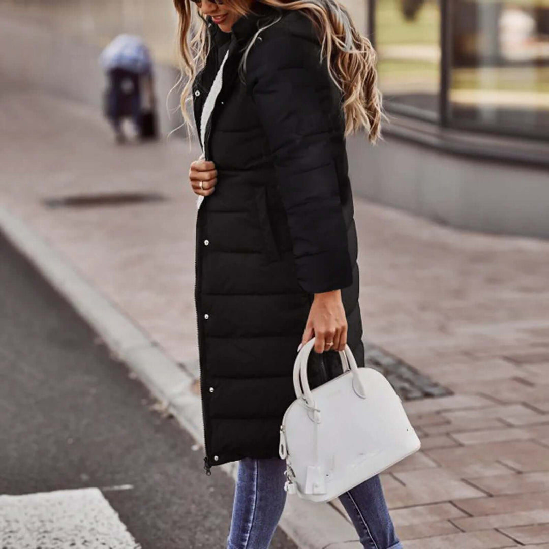 Women's Long Padded Winter Coat with Hood