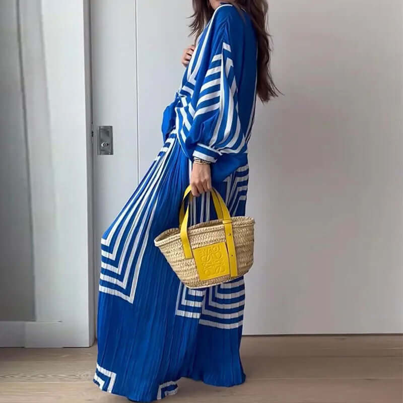 Women's Geometric Striped Two-Piece Set