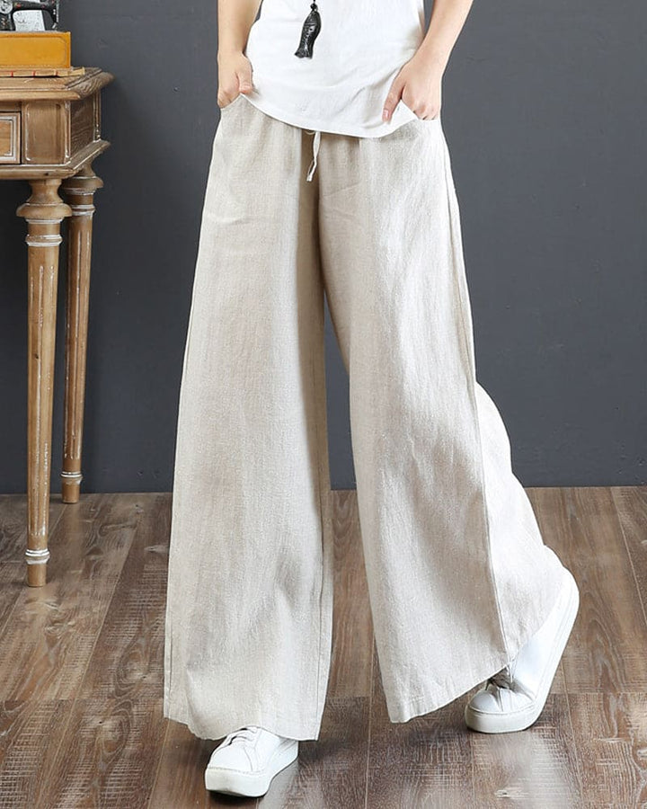 Women's Wide Leg Elastic Waist Pants: Relaxed Fit Trousers